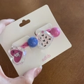 Détails d'élastiques à cheveux cœur en cristal coloré pour enfants avec breloques mignonnes - Style Cœur de Perles Bleu Rose Uni (5#)