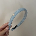 Cerchietto intrecciato azzurro per donna con ciondolo in metallo argento fatto a mano - Blu