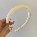 Serre-tête épais en velours beige pour femme, accessoire de cheveux minimaliste - Blanc Cassé