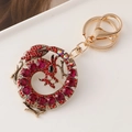 Llavero de dragón dorado con pedrería de diamantes de imitación rojos y rosas brillantes - Rojo