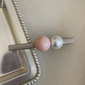 Chic duckbill hair clip featuring dual cream and pink decorative pearls on metal base - Pink Ball Pearl Duckbill Clip