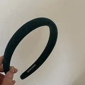 Cerchietto in velluto verde scuro con etichetta fatta a mano e design largo imbottito - verde scuro