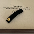 Detail of vintage black velvet hair clip featuring a gold coin moon relief decoration - Black Velvet Hair Clip (2#)