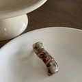 Close-up of tortoise shell wavy hair clip with handmade gold lettering on ceramic - Green Coffee Texture Wave (9#)