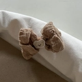 Elastico per capelli marrone con fiocco e ricamo a orsetto in stile minimalista - Stile Fiocco Caffè / Fiocco Caffè Orso