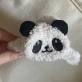 Süße schwarz-weiße Panda Plüsch Haarspange aus weichem und flauschigem Lammfell-Imitat - Lammwoll Panda Weißer Plüsch Haarklammer