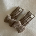 Braune Waffelstruktur Cord-Haarspangen für Kinder mit Made With Love Metallelementen - 6# Milchtee Schleife Haarspangen Paar