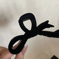Retro coffee brown flocked shark hair claw clip with large velvet bow knot for women hair - Black Bow Flocked Claw Clip