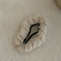 Close-up of soft beige plush BB hair clip with fluffy texture for autumn and winter styles - Furry Cloud Hair Clip / Off White