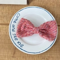 Fiocco per capelli in tweed lavorato a maglia rosso multicolore per un look vivace - Fermaglio a molla a fiocco / Filo di Colore Rosso