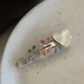 Sweet heart BB hair clip with colorful woven texture for women frontal bangs styling - 3# White Color Dots Hair Clip White Heart