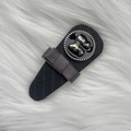 Grey plaid suit fabric hair clip with a luxury gold bow button on plush background - 11# Black Striped Gray Bow Water Drop BB Clip