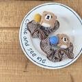 Chouchous en tissu pied-de-poule avec ours mignon et boules de feutre colorées - Chouchou Ours Pied-de-poule