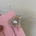Pince à cheveux coeur en acétate marbré rose avec cristal sur carte rose - Rose Transparent Grand Cœur Diamant Blanc