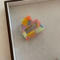 Rectangular acetate hair claw clip with colorful pastel marble patterns for women - Small Square Claw / No.5 Dark Multi-color Small Square Claw Clip