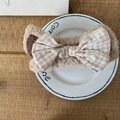 Bandeau à cheveux peluche ours brun avec nœud à carreaux pour le soin du visage - Nœud Oreille de Chat / Couleur Thé au Lait