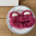 Bandeau oreilles d'ours peluche rouge rose pour se laver le visage et se maquiller - Oreilles d'ours / Rose rouge