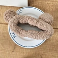 Bandeau en peluche style ours en peluche marron clair pour le lavage du visage et soins - Oreilles d'ours / Couleur Thé au Lait