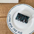 Haarklammer aus Acetat in Blau und Schwarz mit Schildpattmuster und quadratischem Design - Quadratisch / Blau Schwarz Marmor Quadratische Klammer