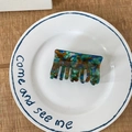Rechteckige Haarklammer aus Acetat mit Vintage-Marmorstruktur in Blau- und Bernsteinfarben - Quadratisch / Grün Kaffee Marmor Quadratische Klammer