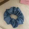 Vintage washed denim scrunchie in classic blue fabric shown on aesthetic background - Light Denim (1#)