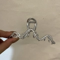 Eleganter Haarklammer aus Silberlegierung mit Herz-Kristall und hängenden Metallketten - 4# Silber M-Förmiger Claw Clip (5192793786680)