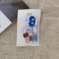 Lot de 3 barrettes à cheveux en acrylique avec motifs mignons de chien bleu et os - 6# Vêtements Bleus Chien Blanc