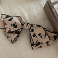 Elegant floral bow hair clip in beige and black vintage print with high texture - Milk Tea Bow Black Flower