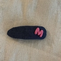 Cute pink letter M on dark blue denim fabric hair clip for girls and women - Dark Blue Teardrop Denim Style (3#深蓝水滴牛仔粉色字体发夹)