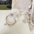 Pink heart hair tie with white faux pearl and double-layered acrylic heart charm - Purple Large Heart And Purple Small Heart Hair Tie