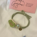 Elastico per capelli verde con cuori fatti a mano e ciondolo dorato Believe Serendipity - Elastico Verde Cuore Verde