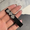 Elegante zwarte satijnen haarclip met drie hartjes van strass-steentjes voor dames - Hartstijl (2# Drie Harten Haarclip) / Zwart