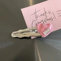 Eleganter rosa Herz-Haarclip mit Zirkonia auf gewellter Silberlegierung für Damen - 2# Rosa Herz Haarklammer