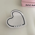 Elegant heart-shaped shark hair clip with white pearls and black outline for styling - White Heart