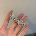 Pince à cheveux étoile argentée Y2K avec étoiles évidées pour femmes et filles - Barrette Étoiles Argentées