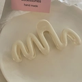Grande pince à cheveux ondulée crème pour cheveux épais au style minimaliste - 10# Blanc Crème Grande Pince Ondulée