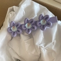 Minimalist purple hair clip with three resin flowers and faux pearl center accents - Purple Three Flowers Hair Clip