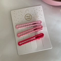 Trois barrettes à cheveux ondulées dégradé rose sur une carte de papier faite main - 7# Set de Pince à Bec de Canard Vague Dégradé Rose