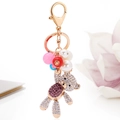 Portachiavi orsetto con strass viola e bianchi e perline decorative colorate - Viola