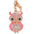 Portachiavi a forma di gufo scintillante con smalto rosa e placcatura in oro rosa - Rosa