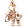 Gouden olifant sleutelhanger met wit emaille en fonkelende kristallen inlays - Champagne Olifant Hanger / Champagne