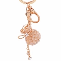 Rose gold gourd keychain with pink cat eye stones and sparkling crystal accents - White