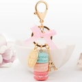 French macaron keychain with golden Eiffel Tower and silk bow on a metal ring - 12cm T4cm y3x2.5cm M4x2 / Green