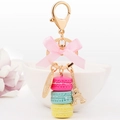 French macaron keychain with pastel charms, pink bow and golden Eiffel Tower charm - 12cm T4cm y3x2.5cm M4x2 / Rose Red