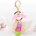 Pink macaron tower keychain with gold Eiffel Tower and butterfly bow bag charm - 12cm T4cm y3x2.5cm M4x2 / Purple