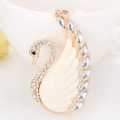 Elegante llavero de cisne en blanco y dorado con strass para bolsos de mano de mujer - 12.5cm 6.5x4cm / Blanco