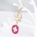 Porte-clés trèfle rose foncé avec fermoir doré et médaille gravée Love Forever - Rouge Rose