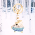 Portachiavi maialino volante dorato creativo con strass blu sfumati e ali bianche - Blu Bianco