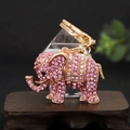 Portachiavi a forma di elefante con strass rosa e finitura dorata per borse donna - Rosa