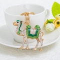 Creative camel-shaped keychain with sparkling crystals and green enamel detailing - Green